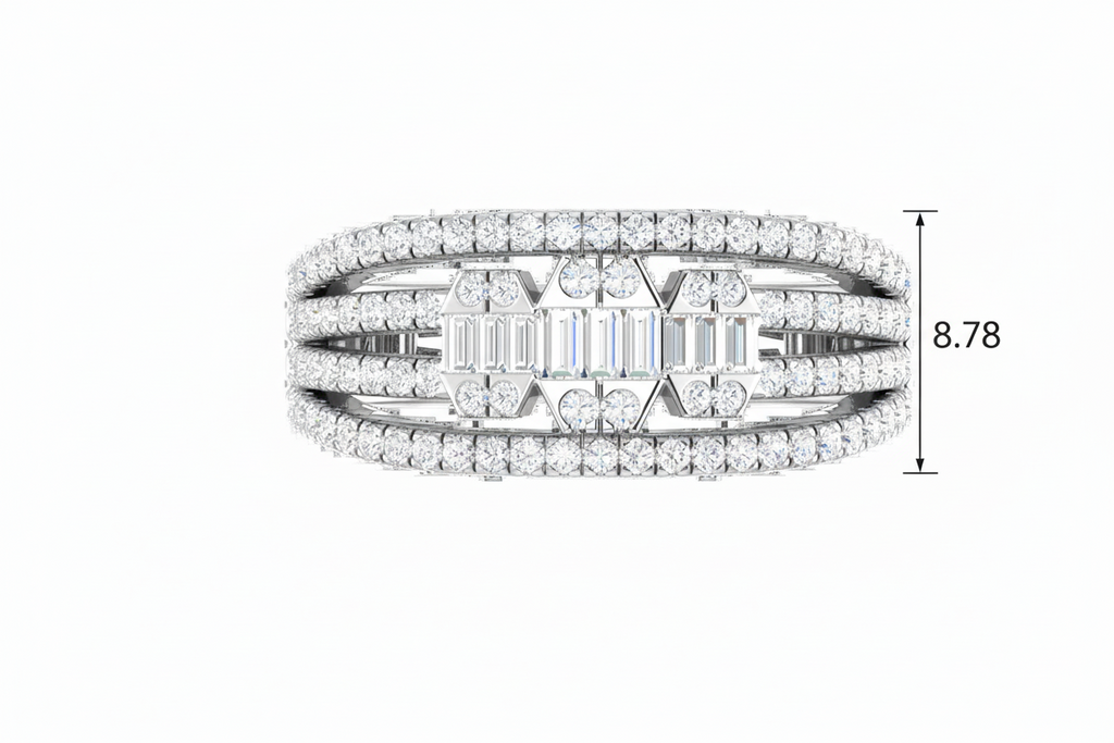 Sweeping Organic Baguette & Brilliant Diamond Curved Overlap