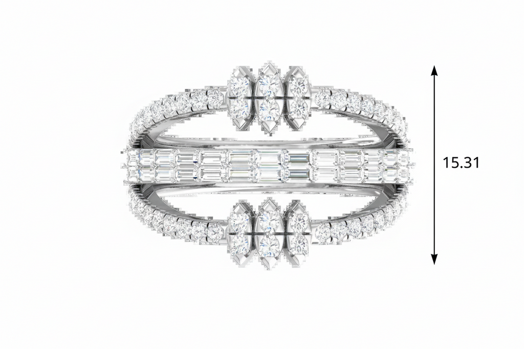 Scattered Encrusted Round & Baguette Diamond Interlock
