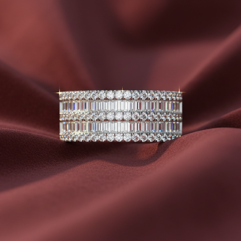 Tiered Brilliant Diamond Multi Row Encrusted Eternity