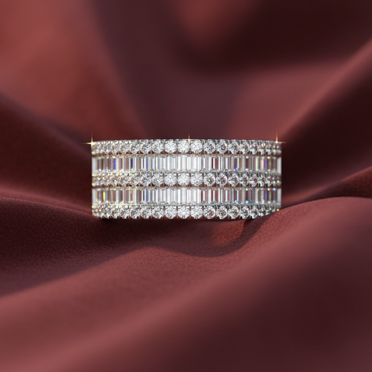 Tiered Brilliant Diamond Multi Row Encrusted Eternity