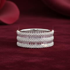 Tiered Brilliant Diamond Multi Row Encrusted Eternity