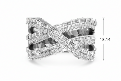 Spiral Baguette & Round Brilliant Diamond Twisted Shank Cocktail