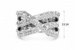 Spiral Baguette & Round Brilliant Diamond Twisted Shank Cocktail