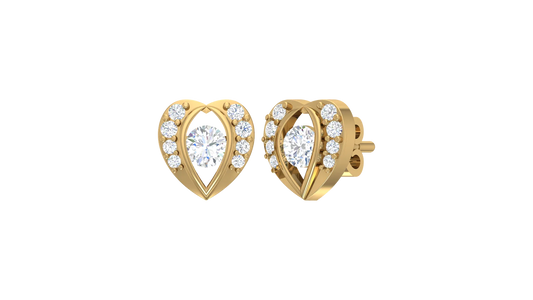 Open Heart Frame Diamond Stud Earrings