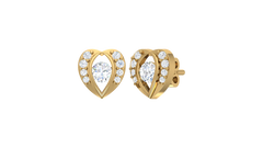 Open Heart Frame Diamond Stud Earrings