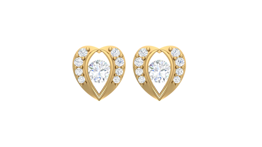 Open Heart Frame Diamond Stud Earrings
