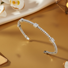 Load image into Gallery viewer, Art Deco Inspired Baguette &amp; Round Diamond Cuff Bracelet