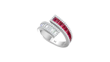 Load image into Gallery viewer, Conjoined Twin Band Ruby And Diamond Dual-Shank Scintillating