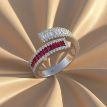 Load image into Gallery viewer, Conjoined Twin Band Ruby And Diamond Dual-Shank Scintillating