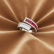 Load image into Gallery viewer, Conjoined Twin Band Ruby And Diamond Dual-Shank Scintillating
