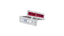 Load image into Gallery viewer, Conjoined Twin Band Ruby And Diamond Dual-Shank Scintillating