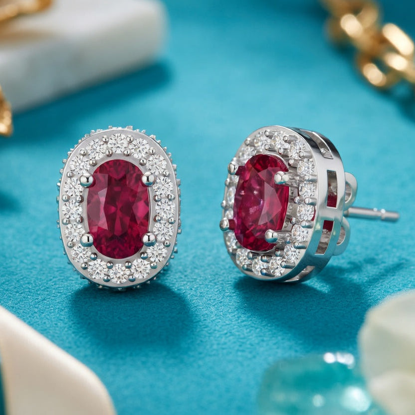Ruby Droplet Diamond Halo