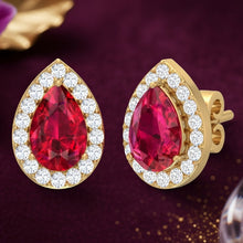 Load image into Gallery viewer, Droplet Scarlet Pear-Cut Centre piece Diamond Frame Chromatic Contrast