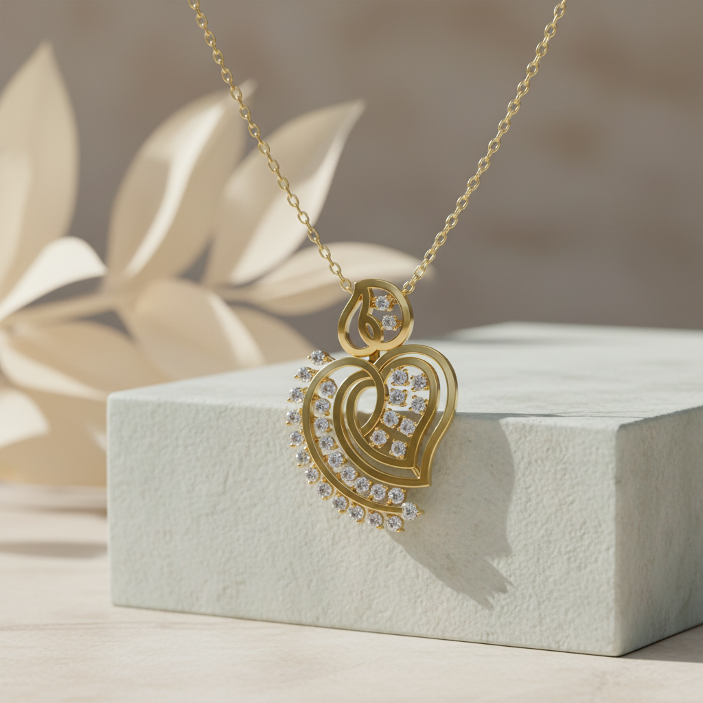 Elegant Heart & Leaf Diamond