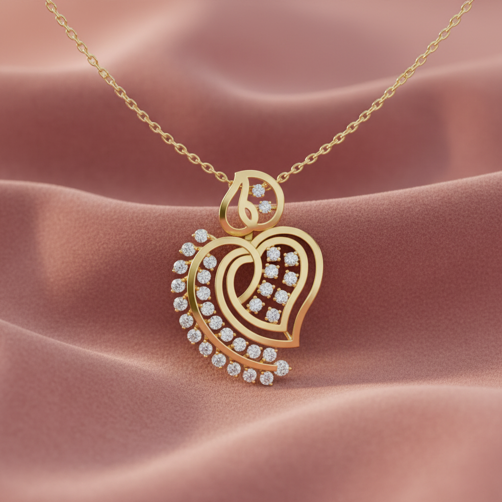 Elegant Heart & Leaf Diamond