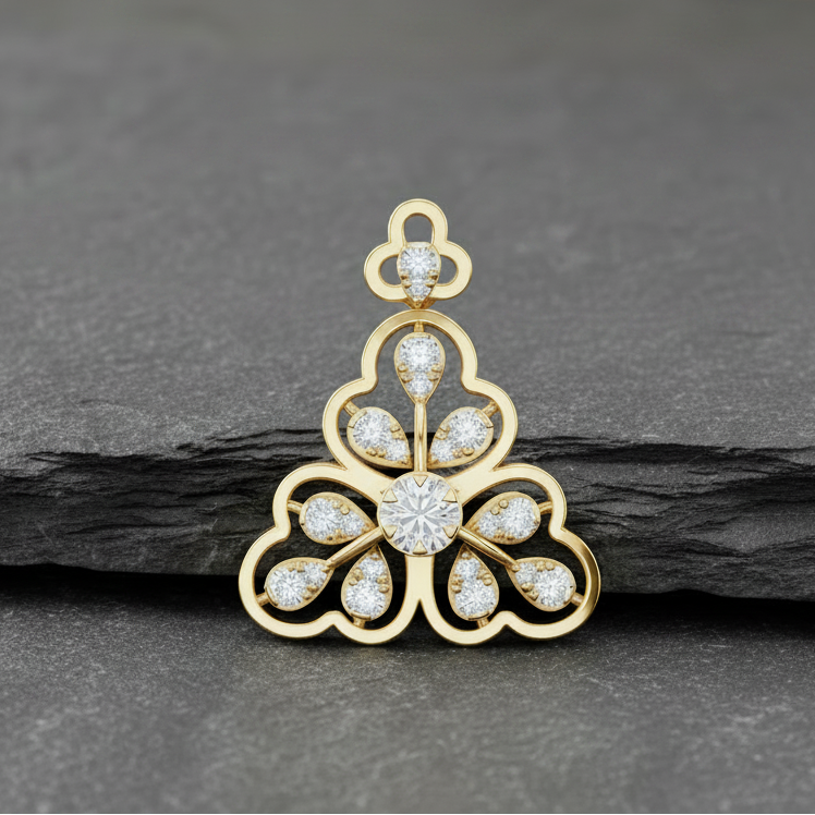 Sculptural Leaf Trio Carved Diamond
