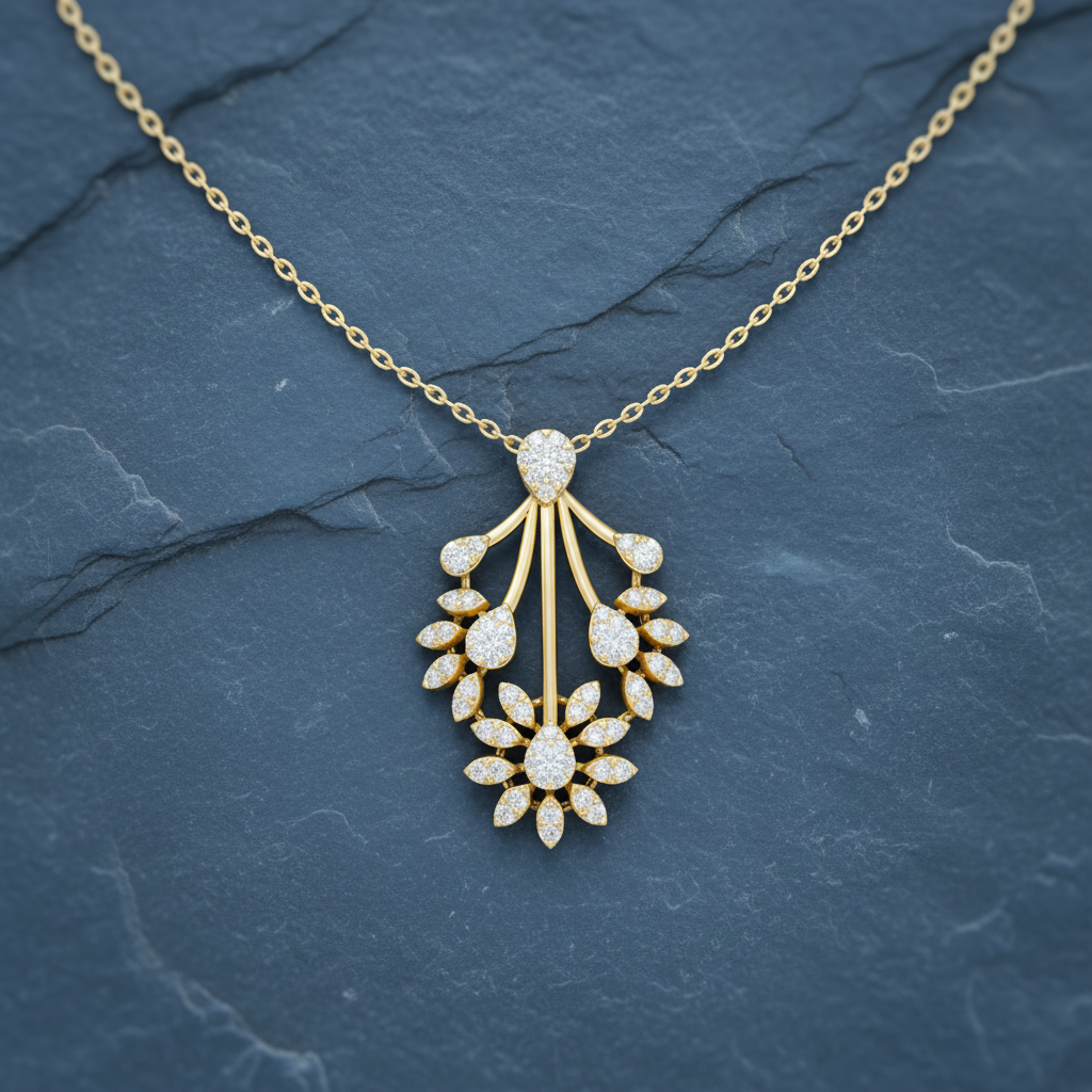 Streamline Floral Horizontal Row Petal Constellation Diamond