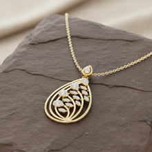 Load image into Gallery viewer, Minimalist Linear Leaf Drop Diamond