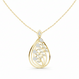 Minimalist Linear Leaf Drop Diamond