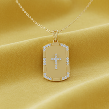 Load image into Gallery viewer, Diamond Cross Dog Tag Celestial Glow Statement