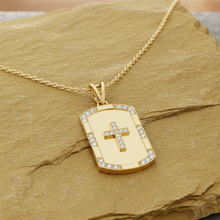 Load image into Gallery viewer, Diamond Cross Dog Tag Celestial Glow Statement