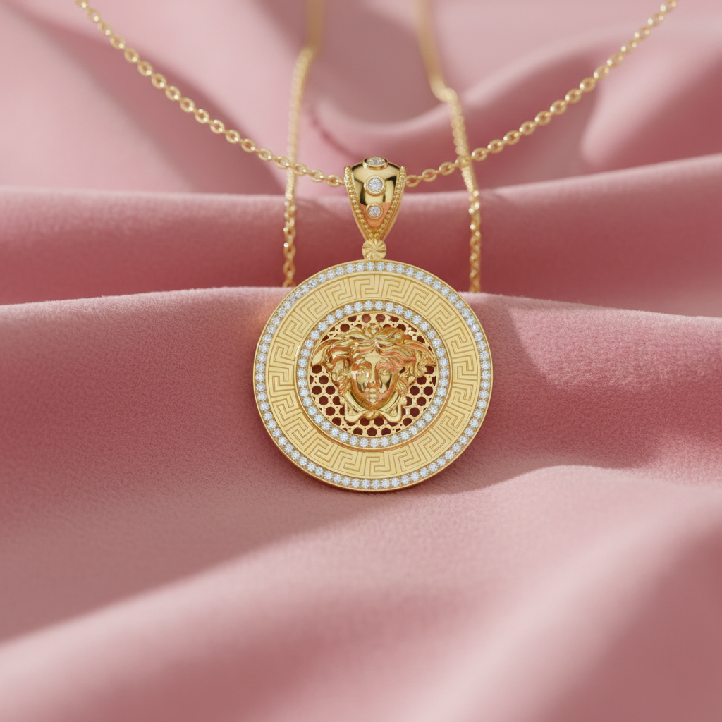 Versace Style Medusa Head Diamond