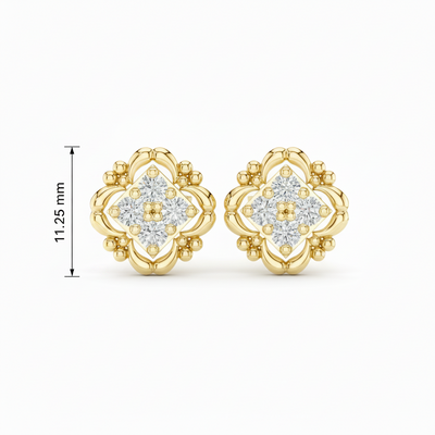 Modern Sprig Square Petal-Frame Diamond