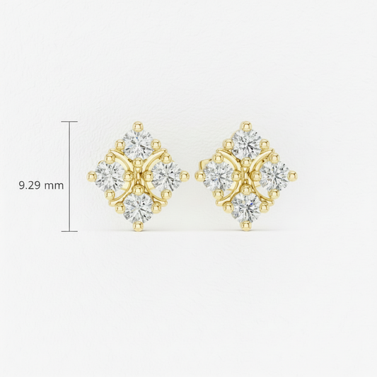 Contemporary Foliage Four-Stone Rhombus Diamond