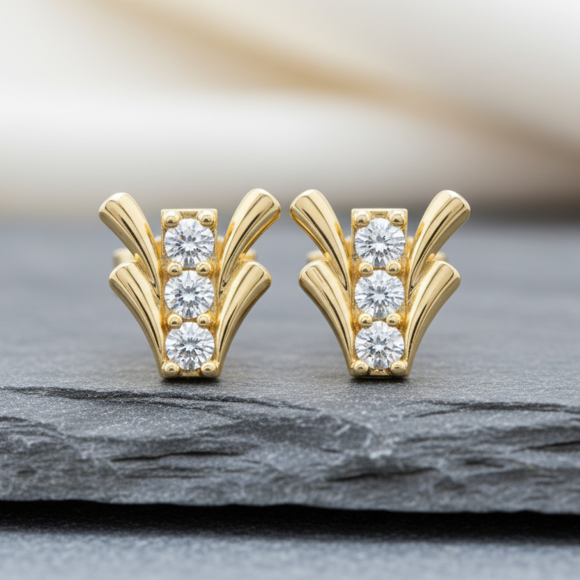 Modern Wing Cluster Three Stone Diamond