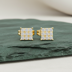 Glistening Nine-Stone Diamond Square Cluster