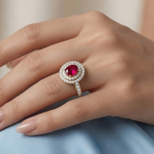 Load image into Gallery viewer, Oval Ruby Natural Diamond Illustrious Encrusted Surround