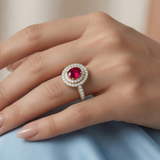 Oval Ruby Natural Diamond Illustrious Encrusted Surround