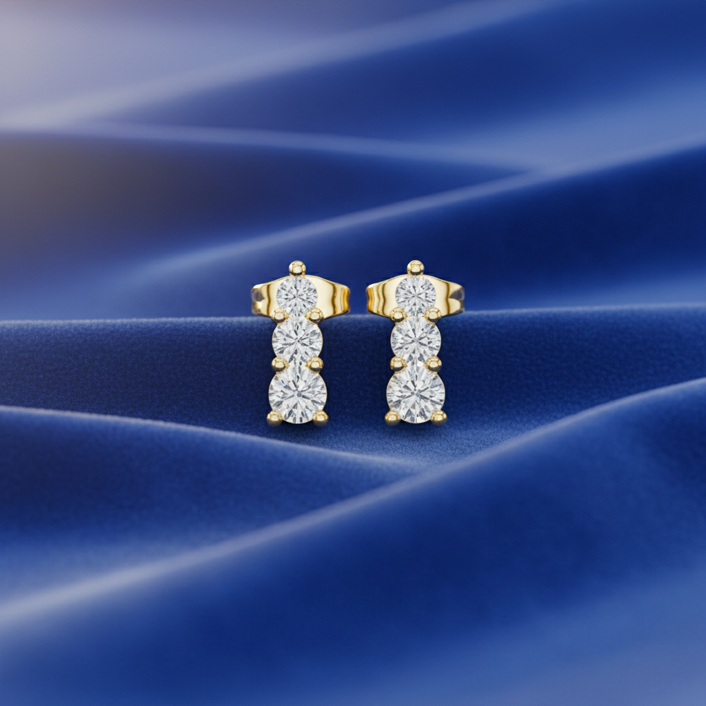 Vertical Triple-Tier Linear Three Stone Diamond