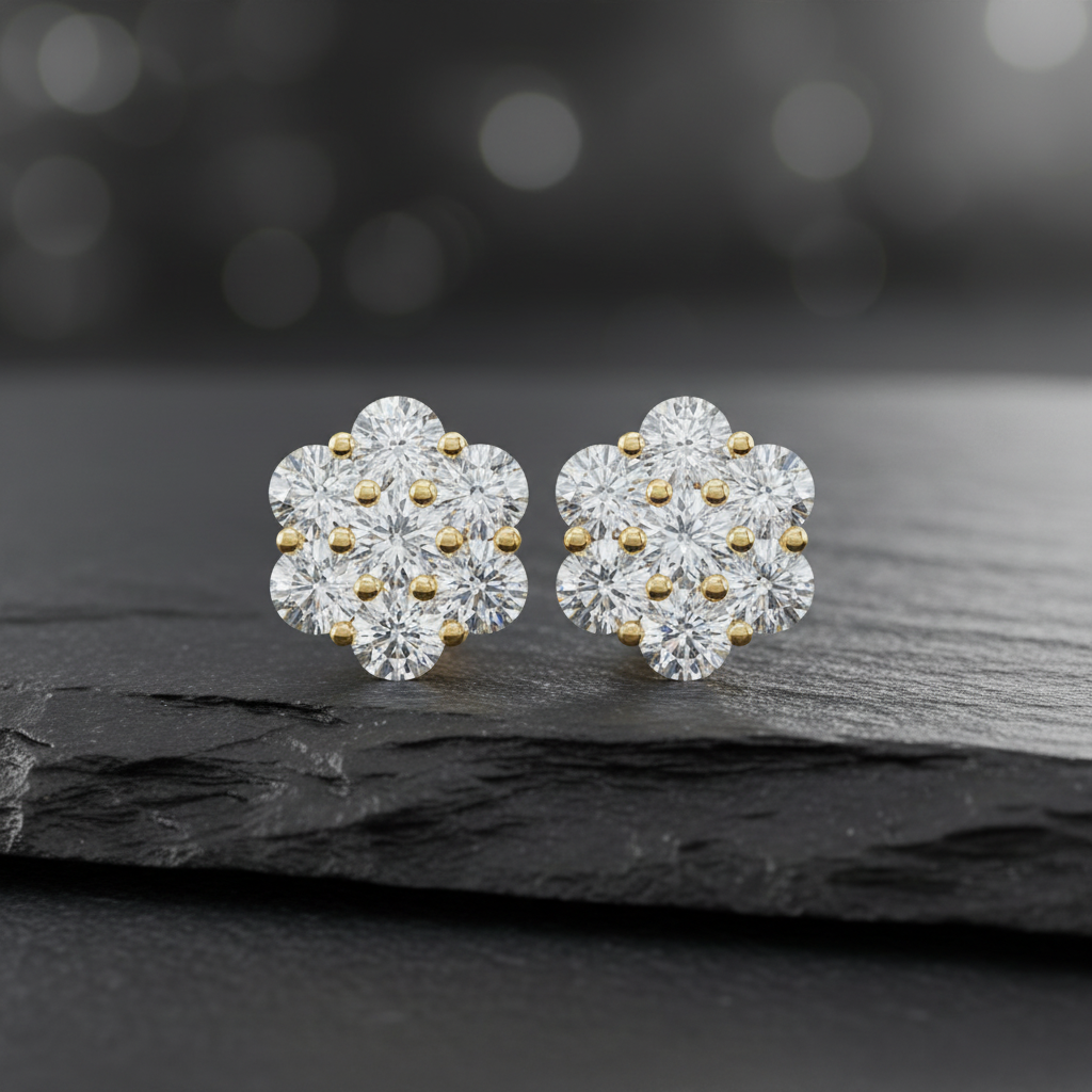 Designer Round-Cut Diamond Flower
