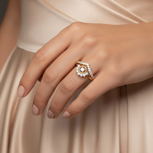 Chevron Halo Crown Diamond