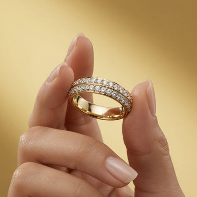 Dual-Row Diamond Parallel Continuous Symmetrical Eternity