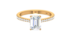 Emerald Solitaire French Pave Shank Lab Grown Diamond