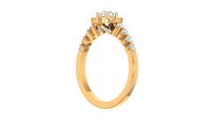 Round Halo Shared Prong Shank Ring