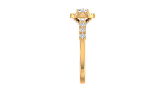 Round Halo Shared Prong Shank Ring