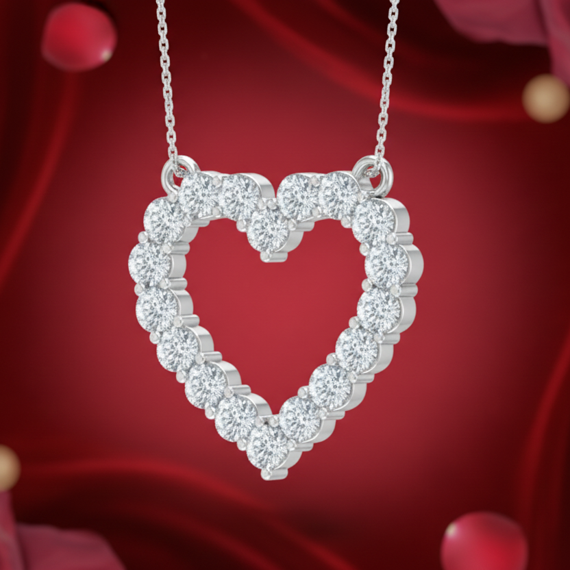 Eternal Love Diamond Heart Necklace with Chain