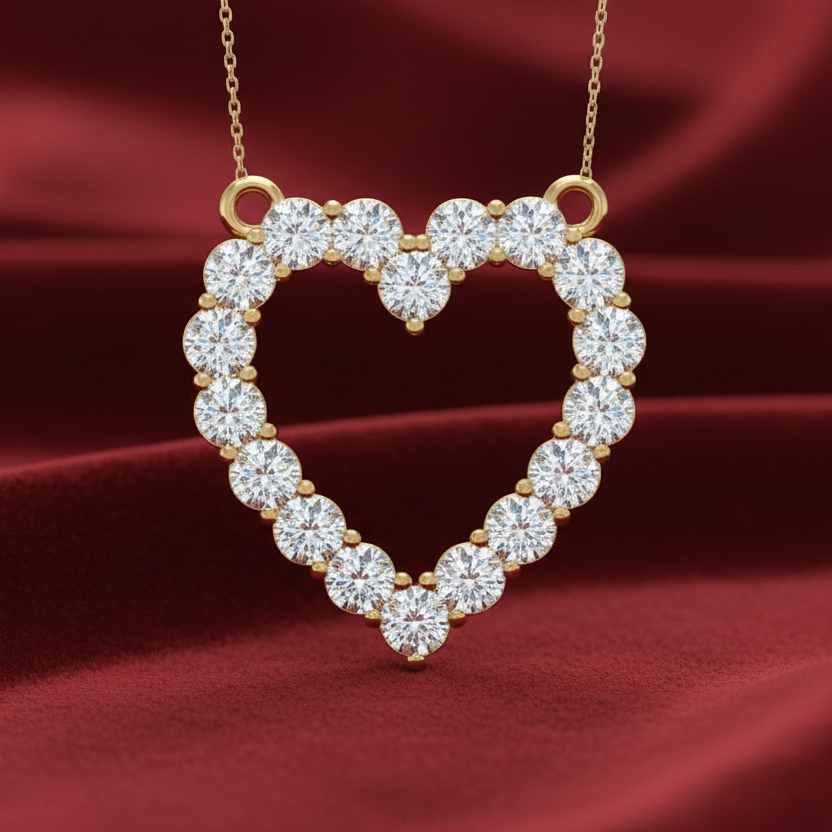 Eternal Love Diamond Heart Necklace with Chain
