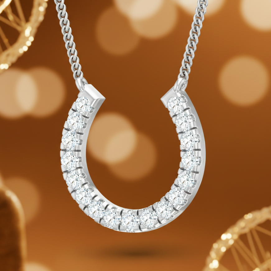Lucky Charm Diamond Horseshoe Necklace with Chain