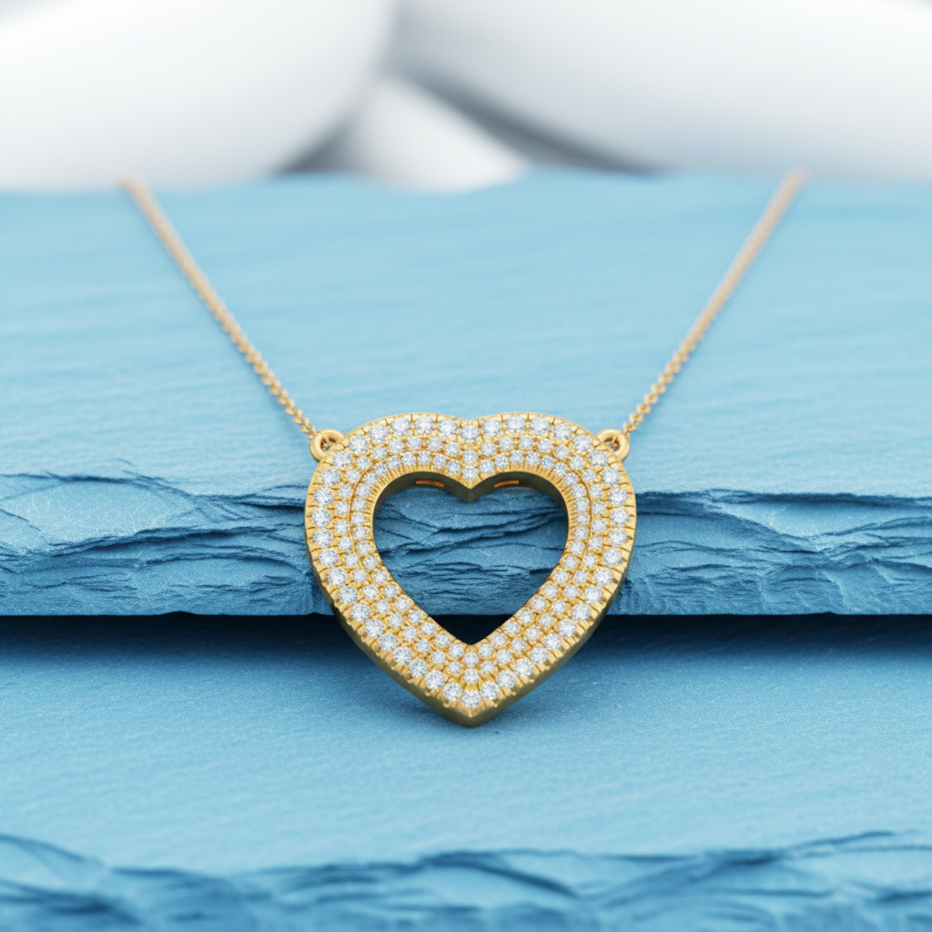 Modern Multi-Row Heart Diamond