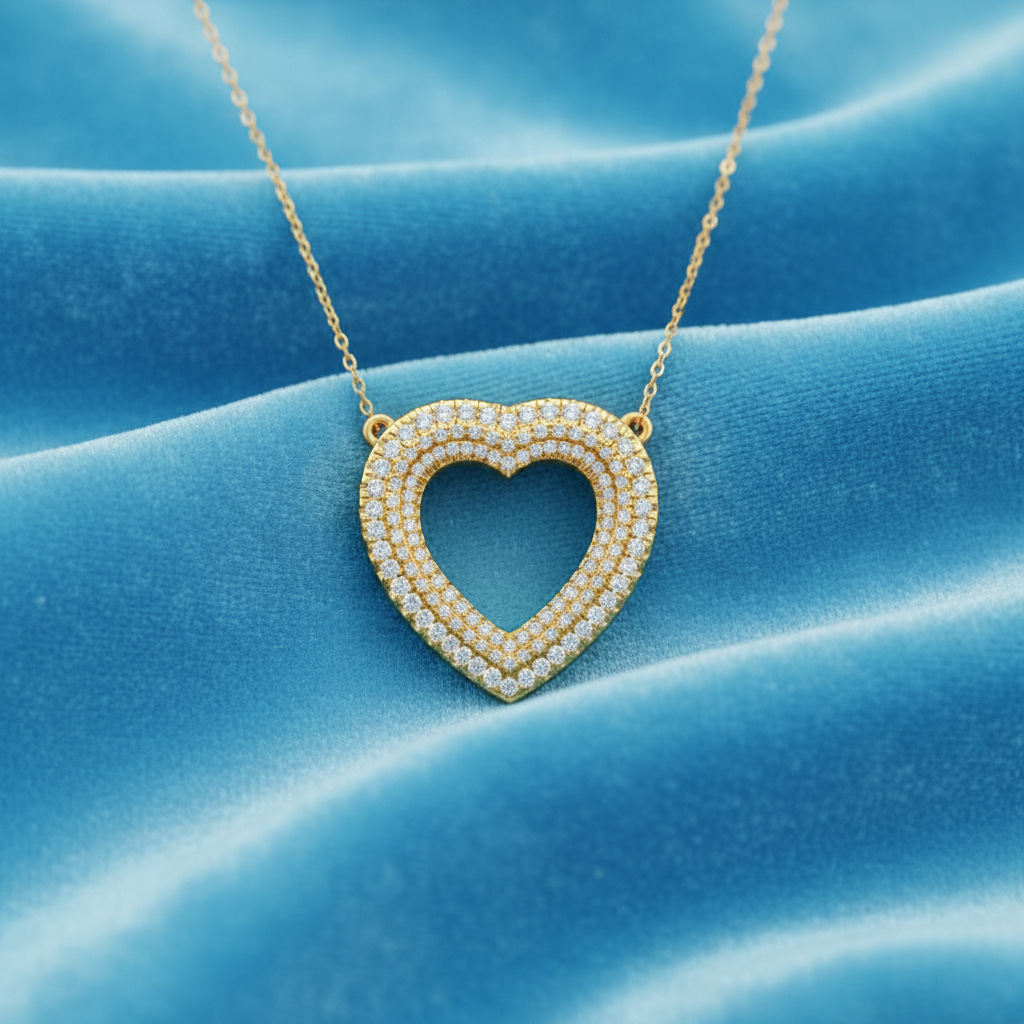 Modern Multi-Row Heart Diamond