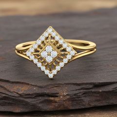 Angular Diamond Kite Dual Halo Statement Pointed Geometric Bold Editorial