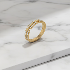 Sculpted Interlocking Link Scattered Diamond Encrusted