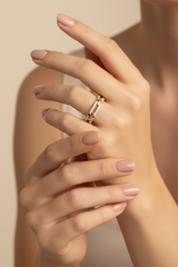 Sculpted Interlocking Link Scattered Diamond Encrusted