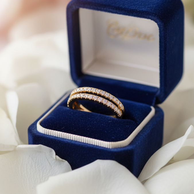 Dual Row Round Brilliant Diamond Split Shank Encrusted