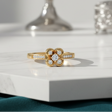 Load image into Gallery viewer, Sculpted Quintet Petal Bloom Scattered Diamond Floral