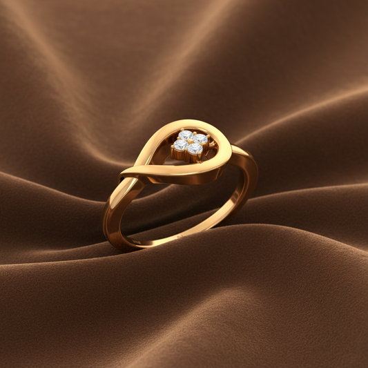 Elegant Swirl Silhouette Four Stone Diamond
